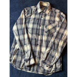 The Hundreds Blue Plaid Flannel Long Sleeve Button Up Shirt Mens Size L